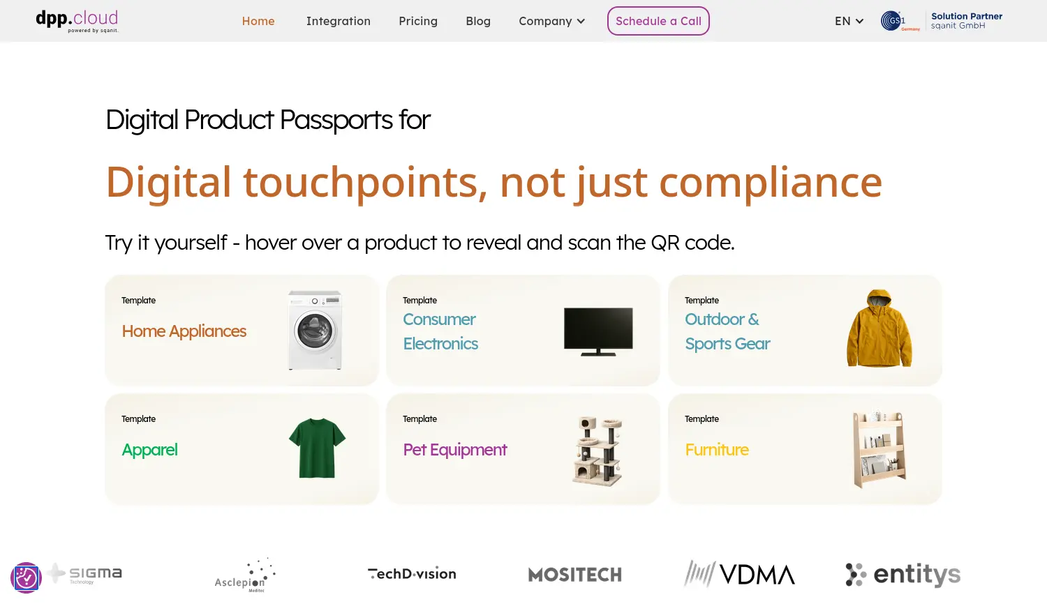 Website-Screenshot von dpp.cloud