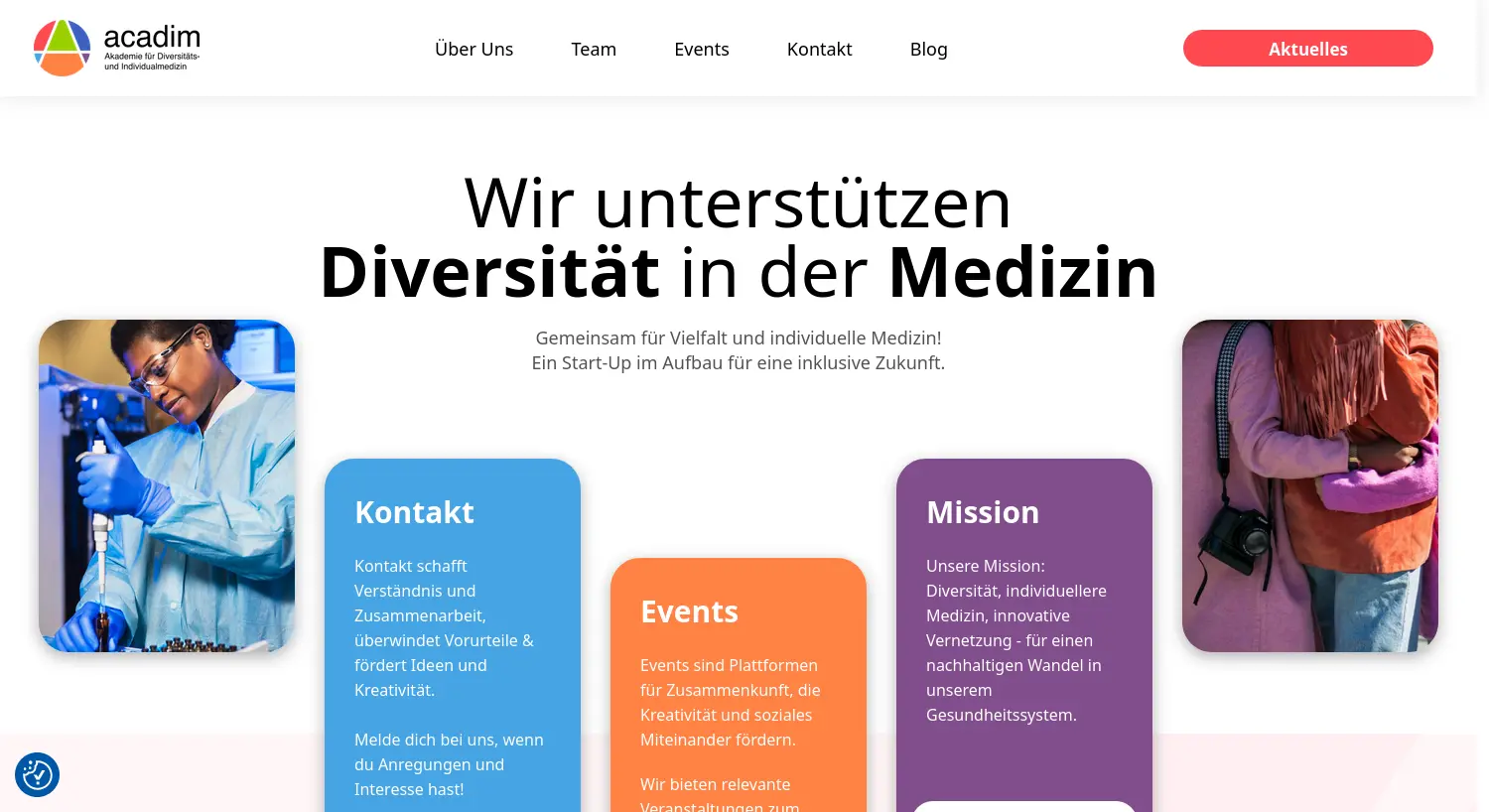 Website-Screenshot von Acadim