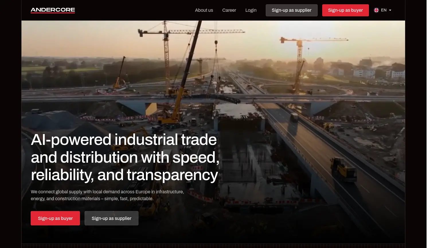 Website-Screenshot von Andercore