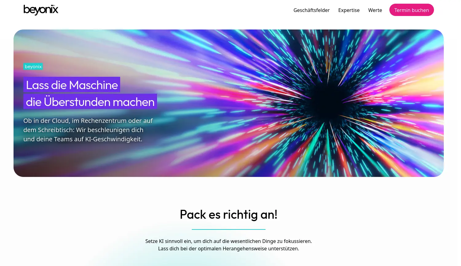 Website-Screenshot von beyonix