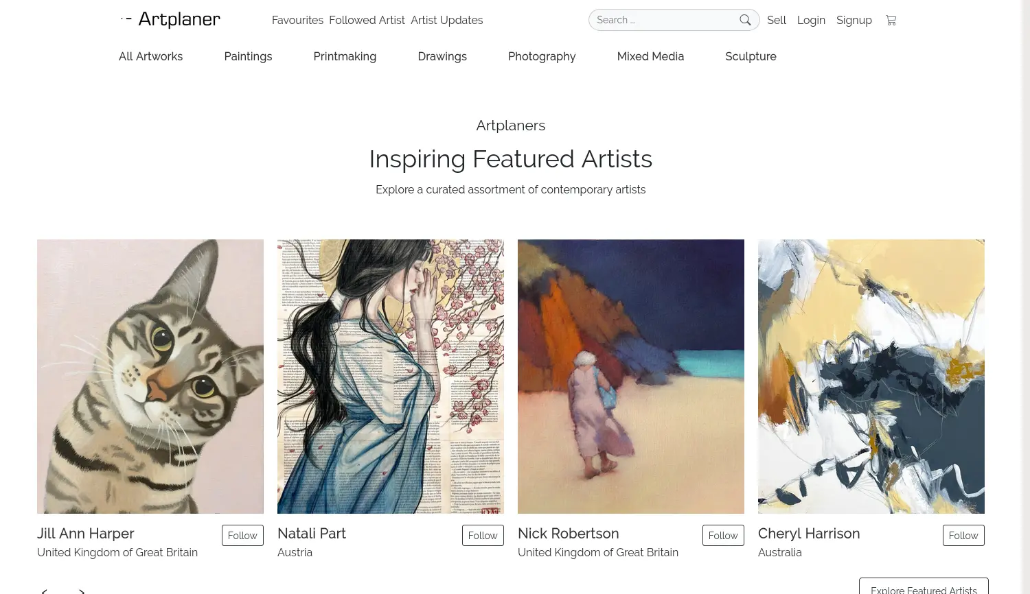 Website-Screenshot von Artplaner