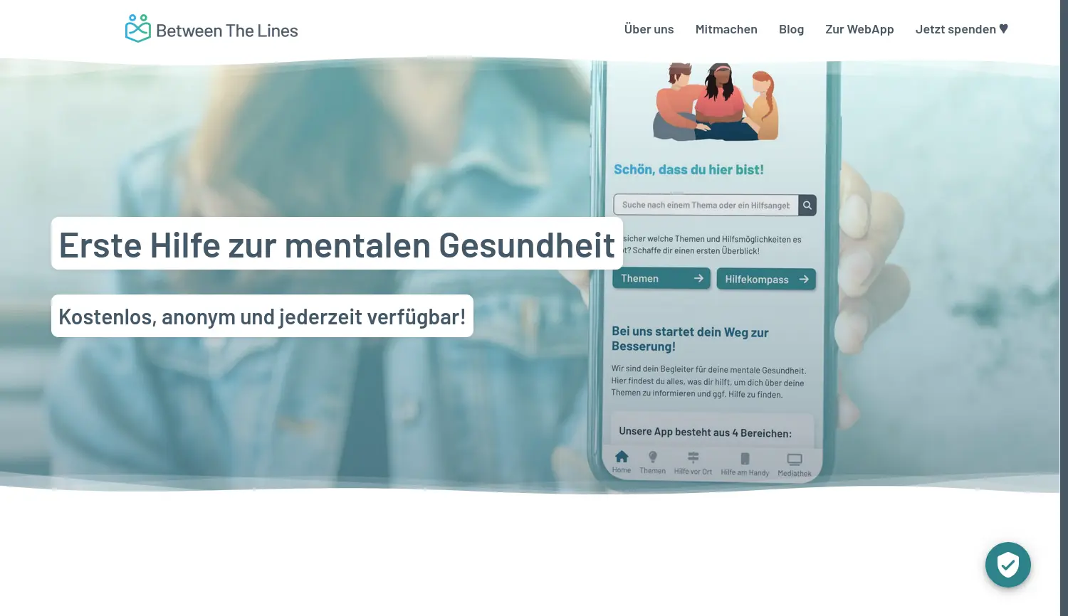 Website-Screenshot von Between The Lines