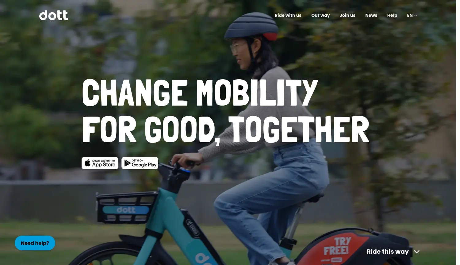 Website-Screenshot von Dott