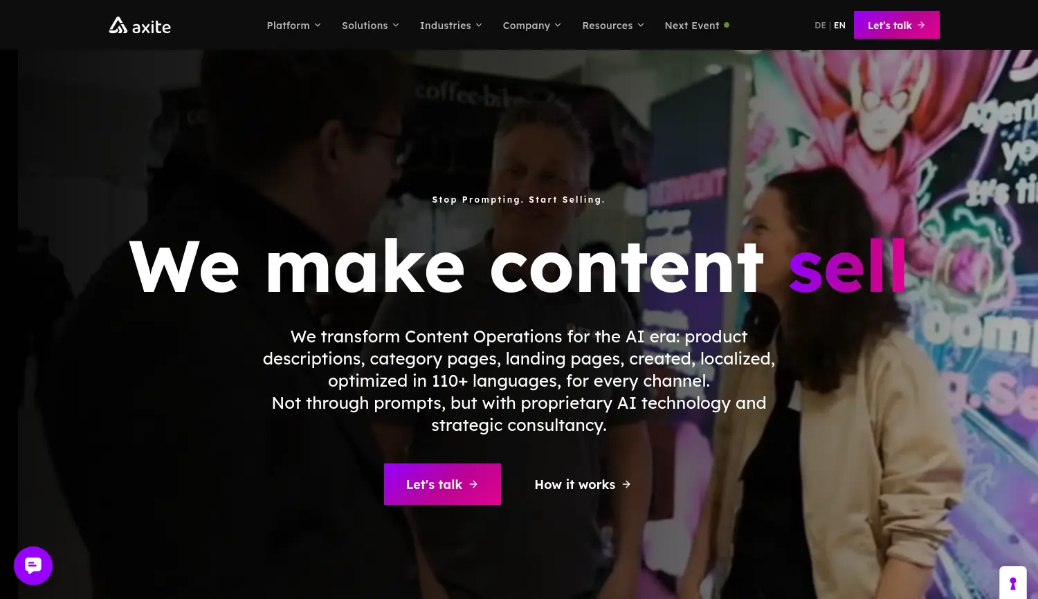 Website-Screenshot von axite