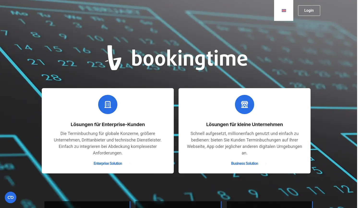 Website-Screenshot von bookingtime