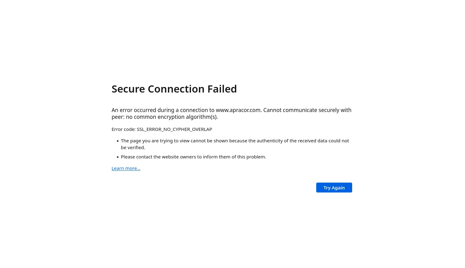 Website-Screenshot von Apracor