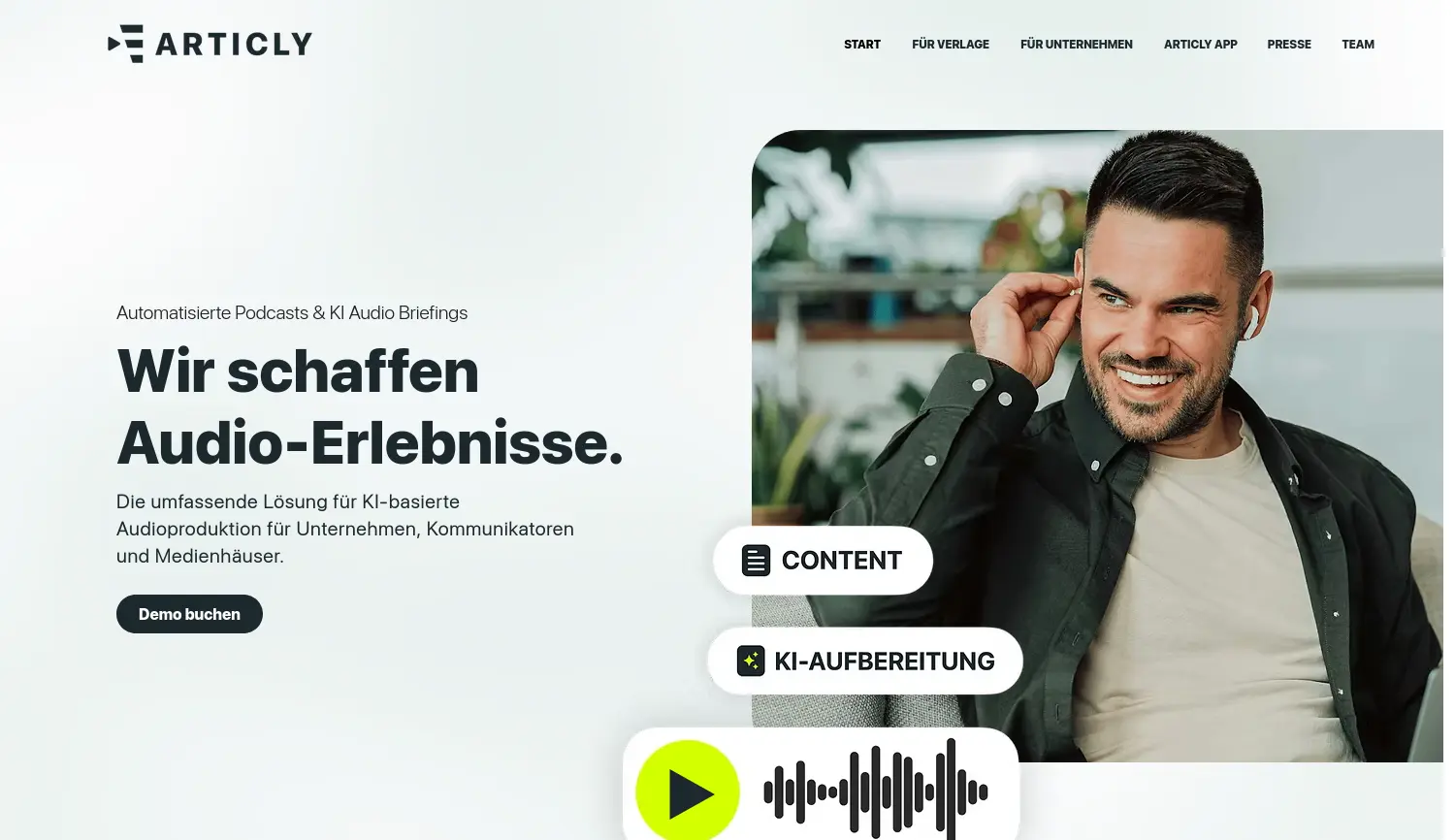 Website-Screenshot von Articly