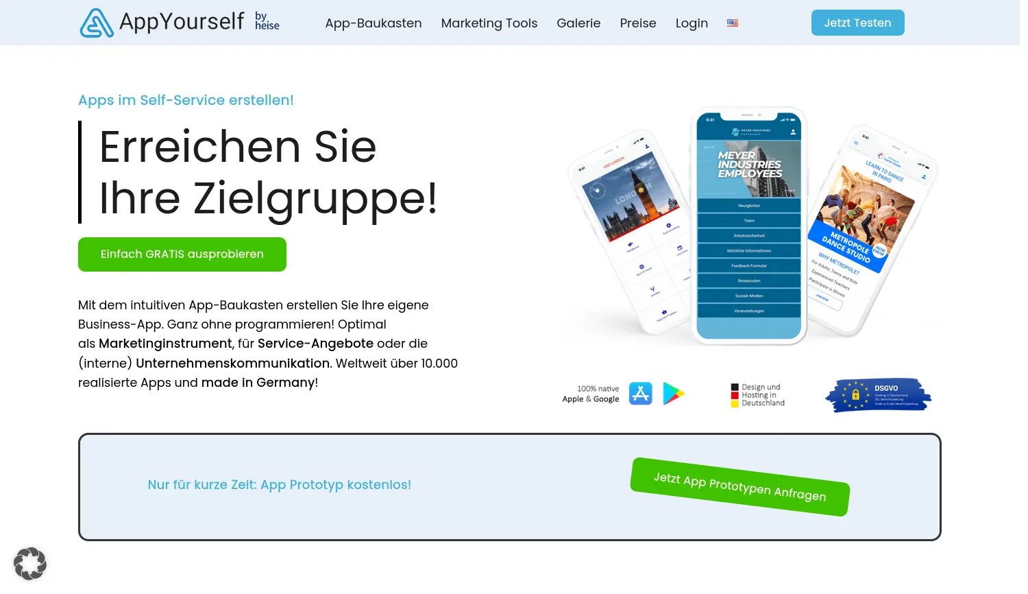 Website-Screenshot von AppYourself