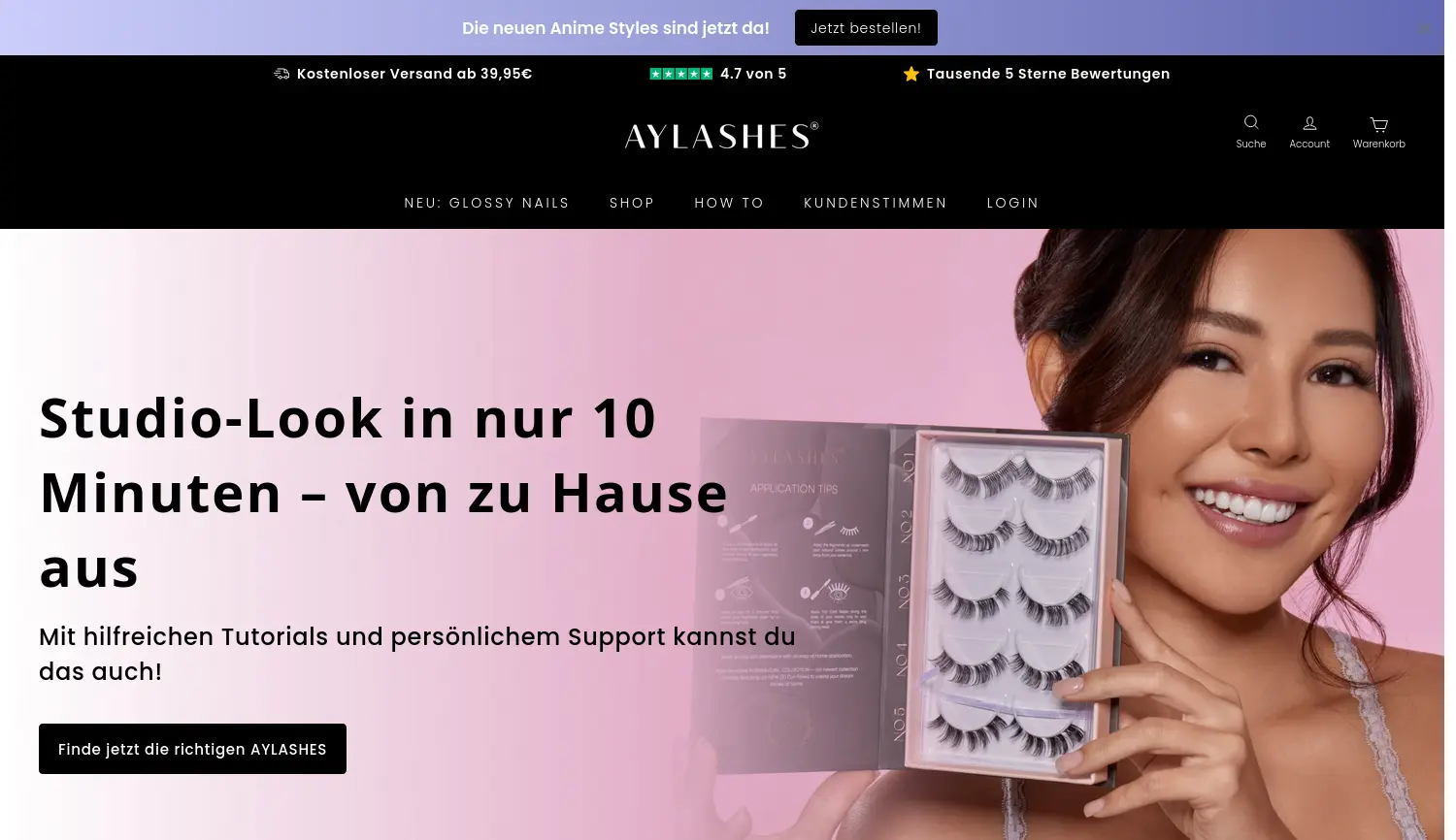 Website-Screenshot von AYLASHES