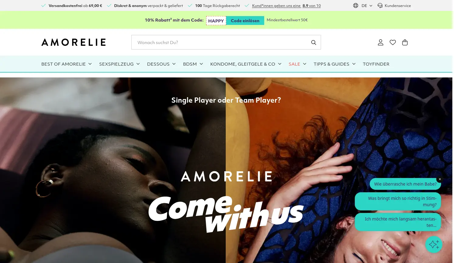 Website-Screenshot von amorelie
