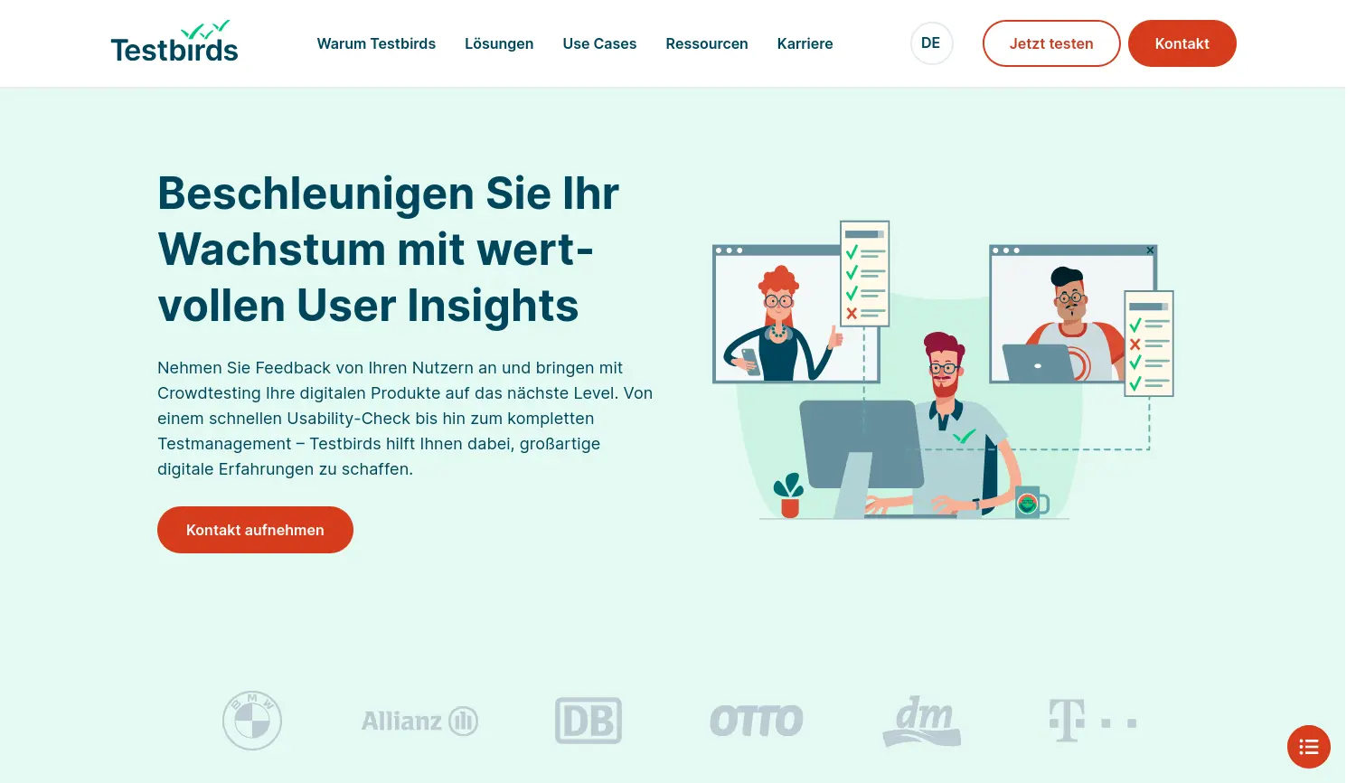Website-Screenshot von Testbirds
