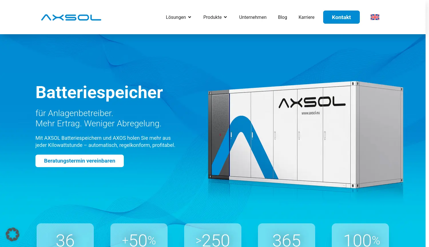 Website-Screenshot von AXSOL