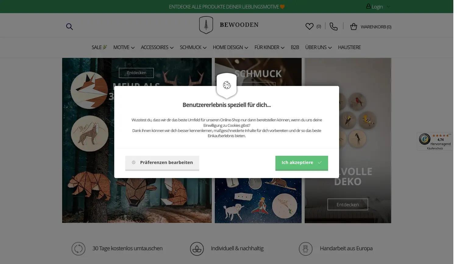 Website-Screenshot von BeWooden