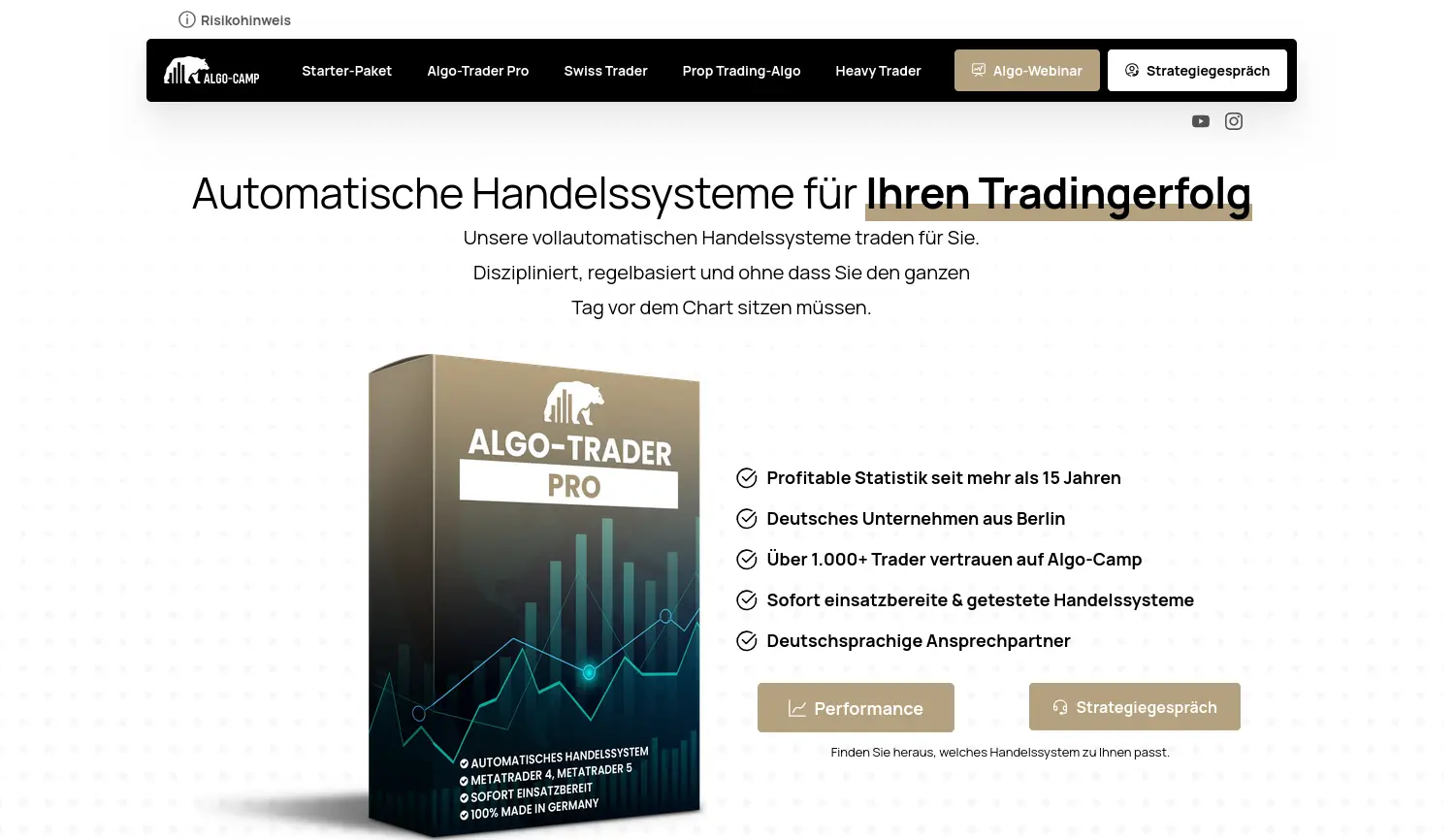Website-Screenshot von Algo-Camp