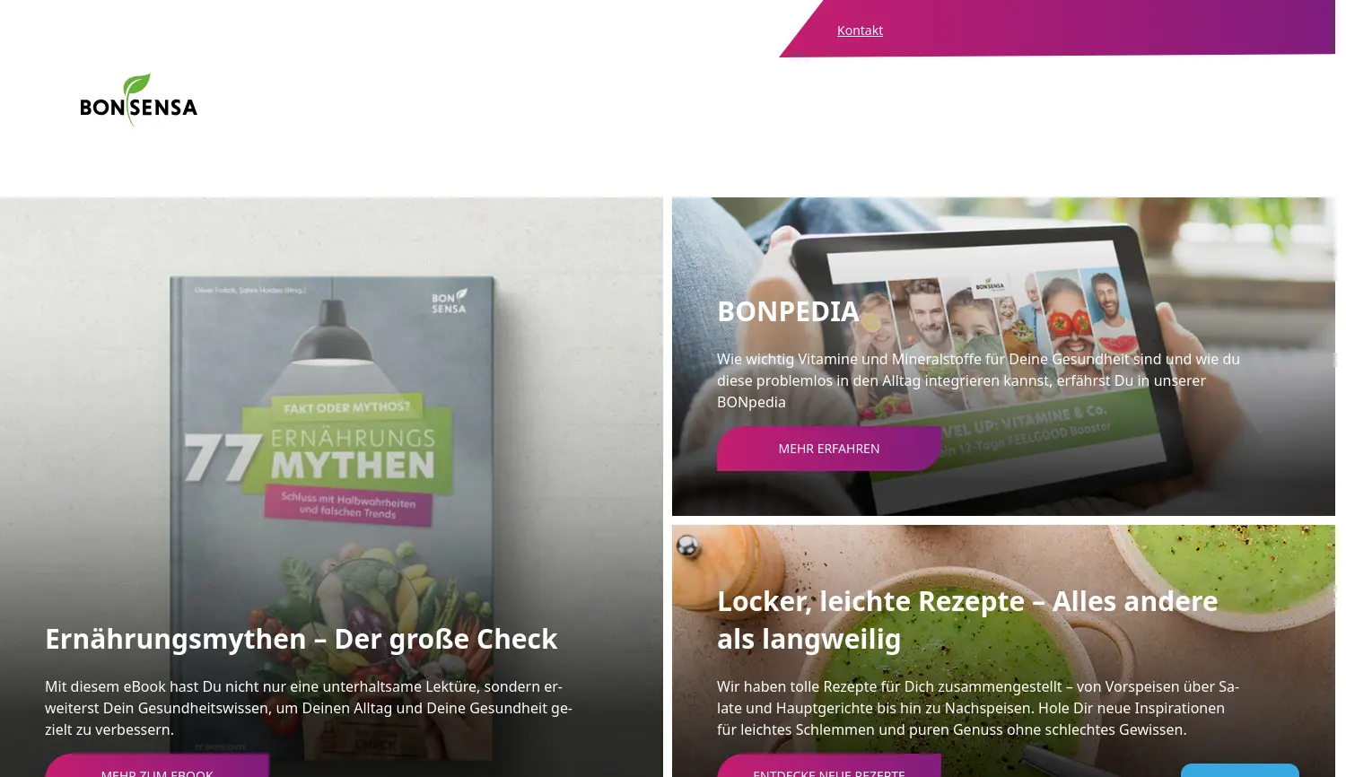 Website-Screenshot von BONSENSA