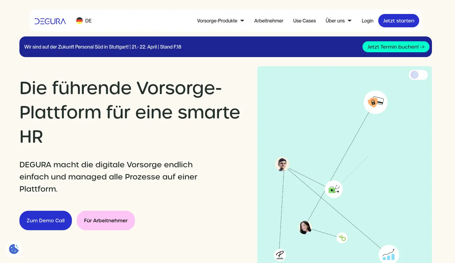 Website-Screenshot von Degura