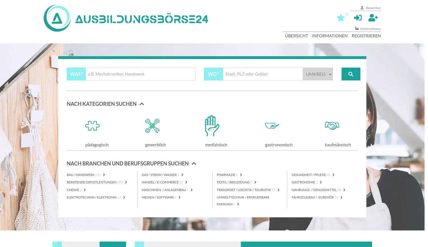 Website-Screenshot von Ausbildungsbörse24