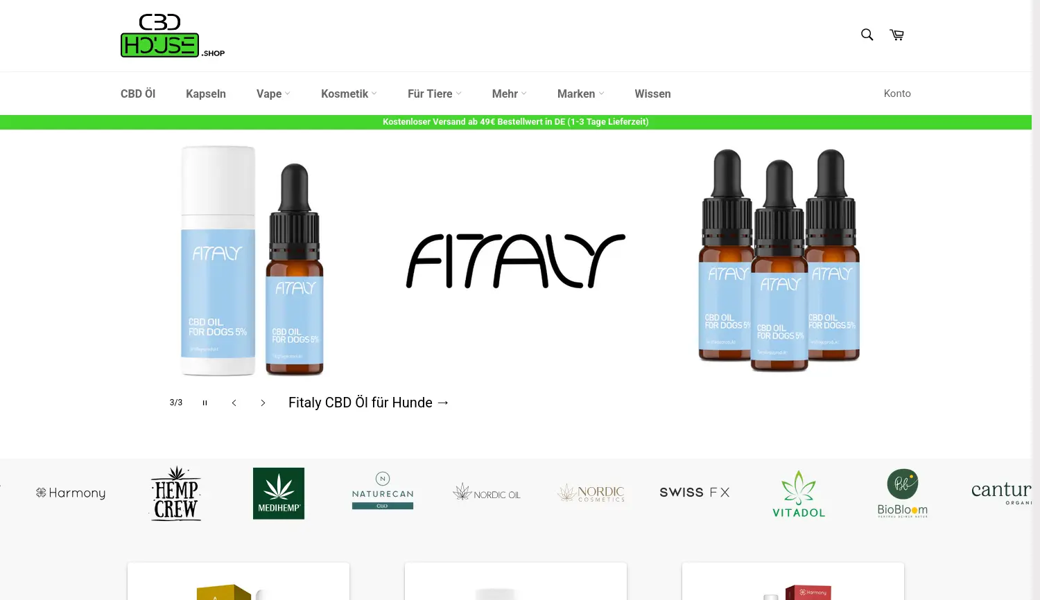 Website-Screenshot von CBDHouse
