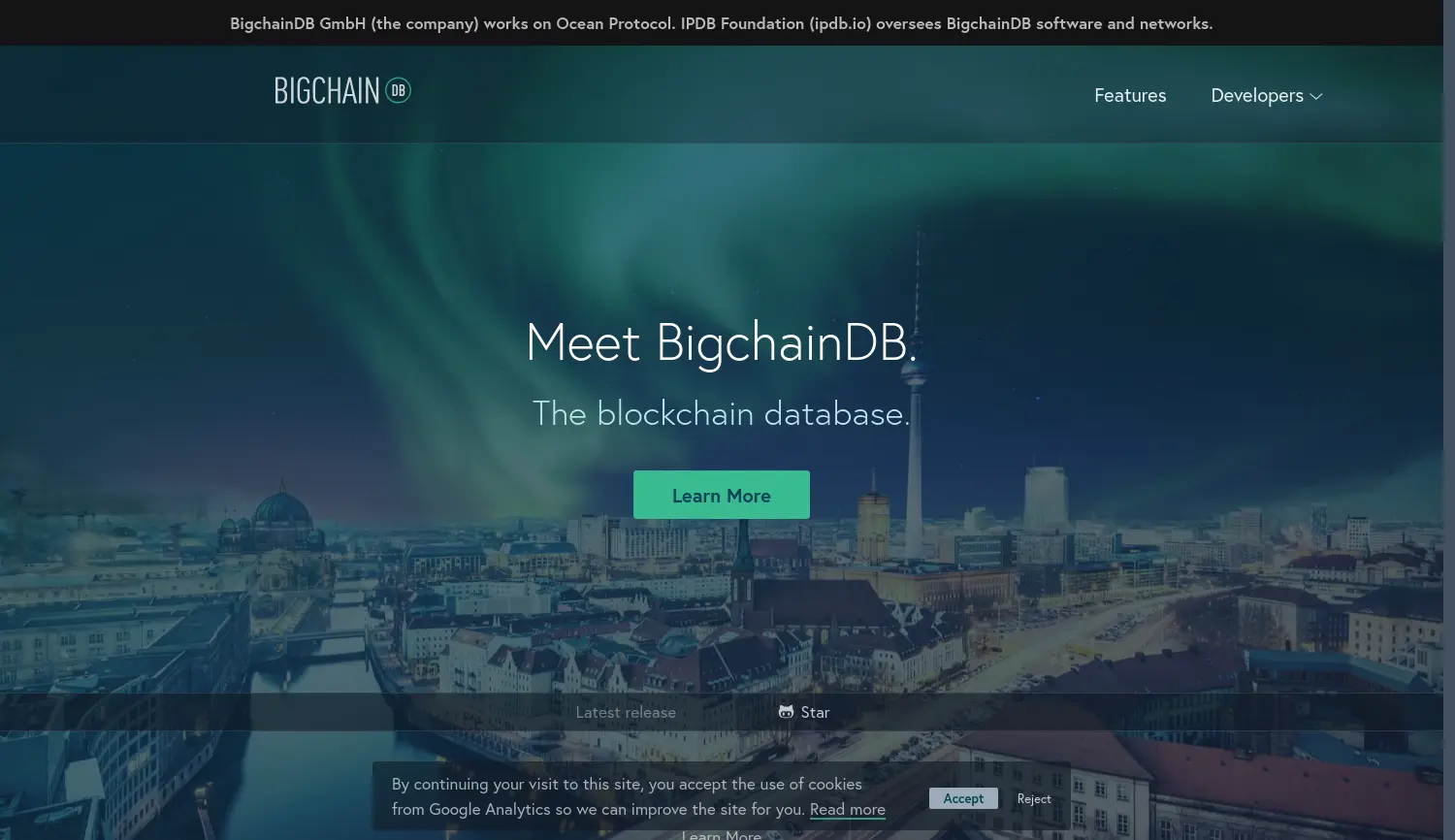 Website-Screenshot von BigchainDB