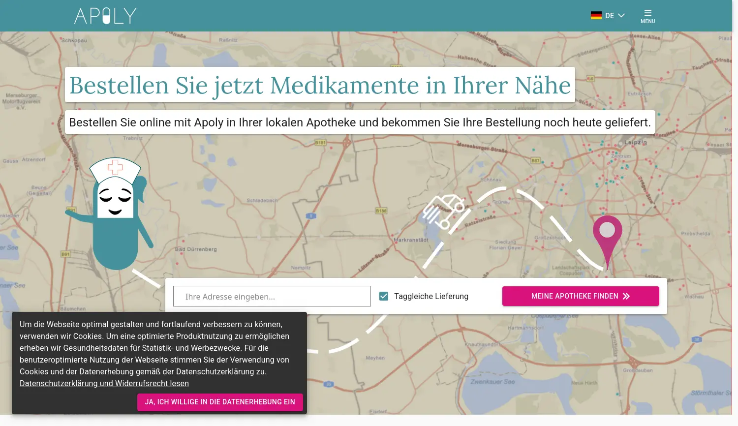 Website-Screenshot von Apoly