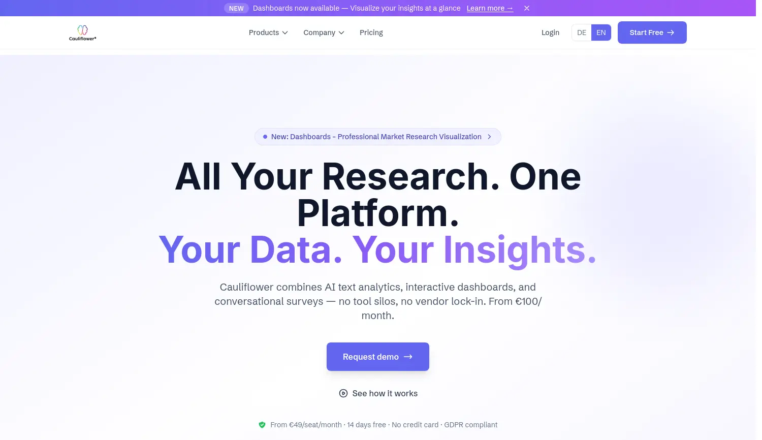 Website-Screenshot von Cauliflower