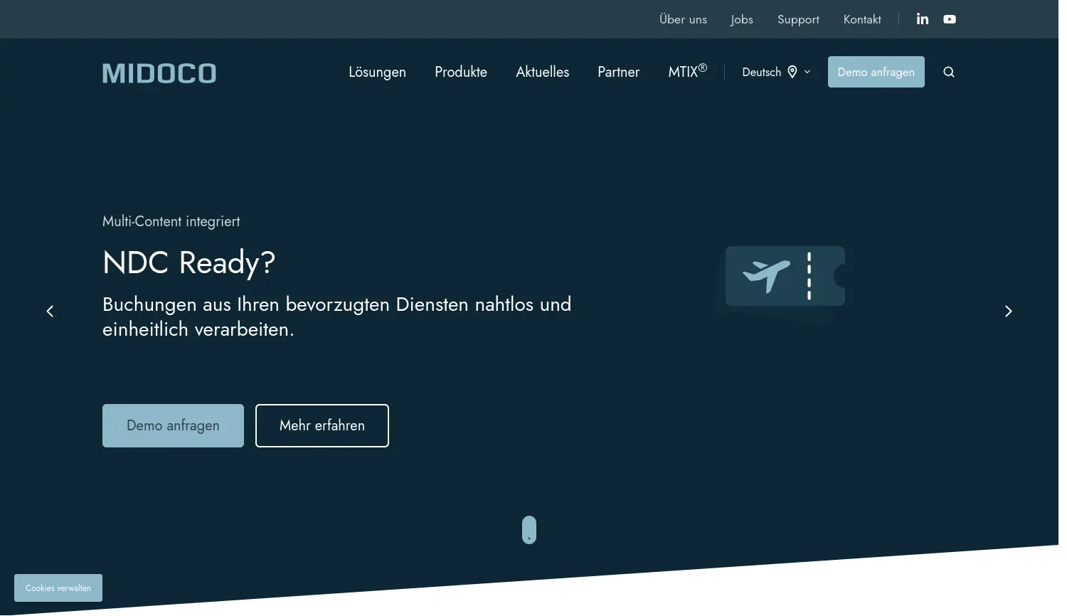 Website-Screenshot von Midoco