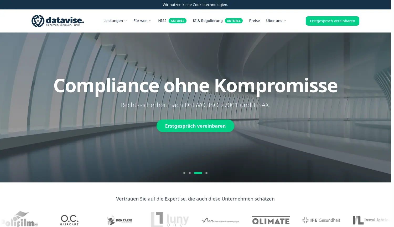 Website-Screenshot von Datavise