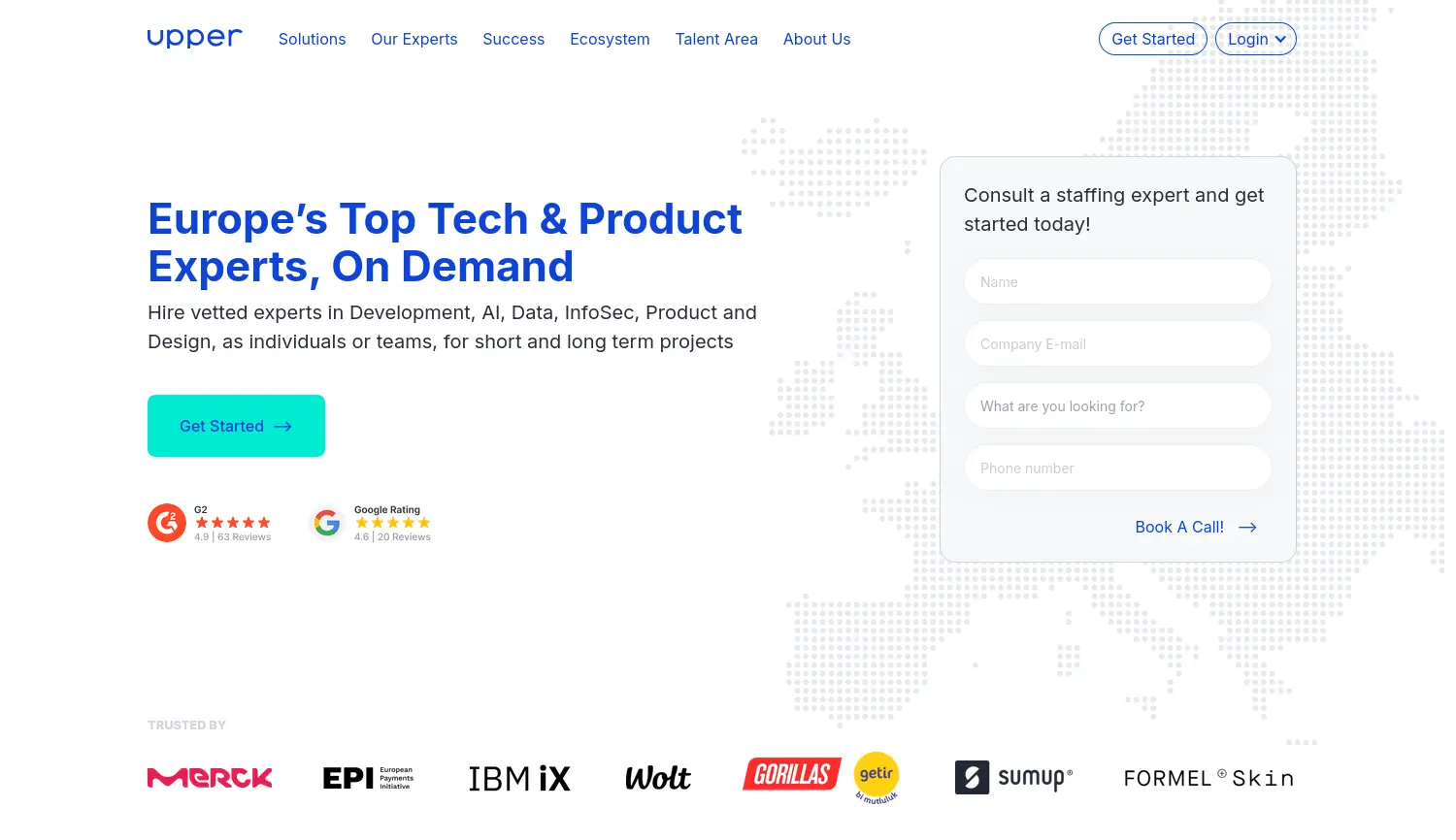Website-Screenshot von UPPER