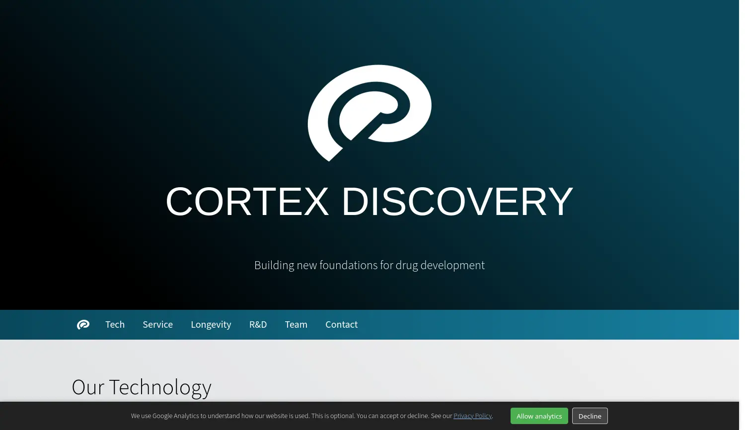 Website-Screenshot von Cortex Discovery