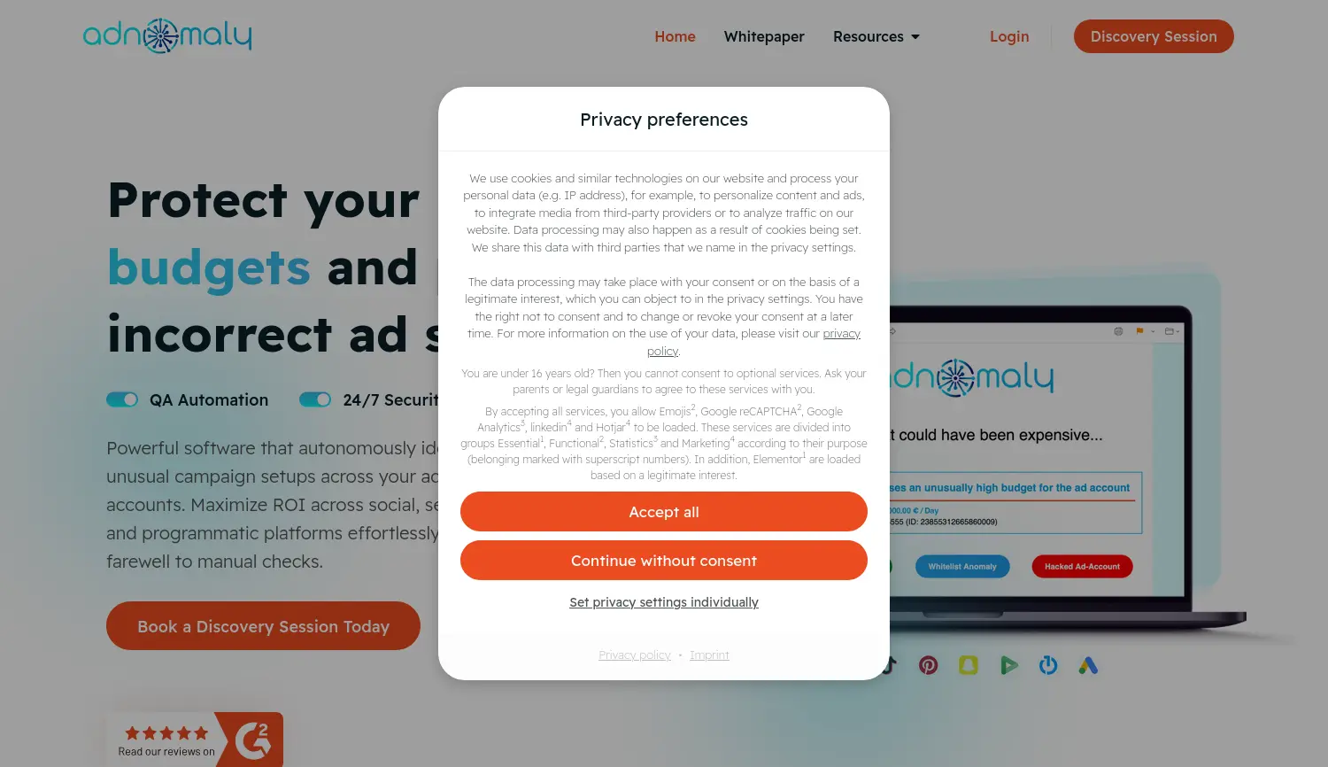 Website-Screenshot von adnomaly