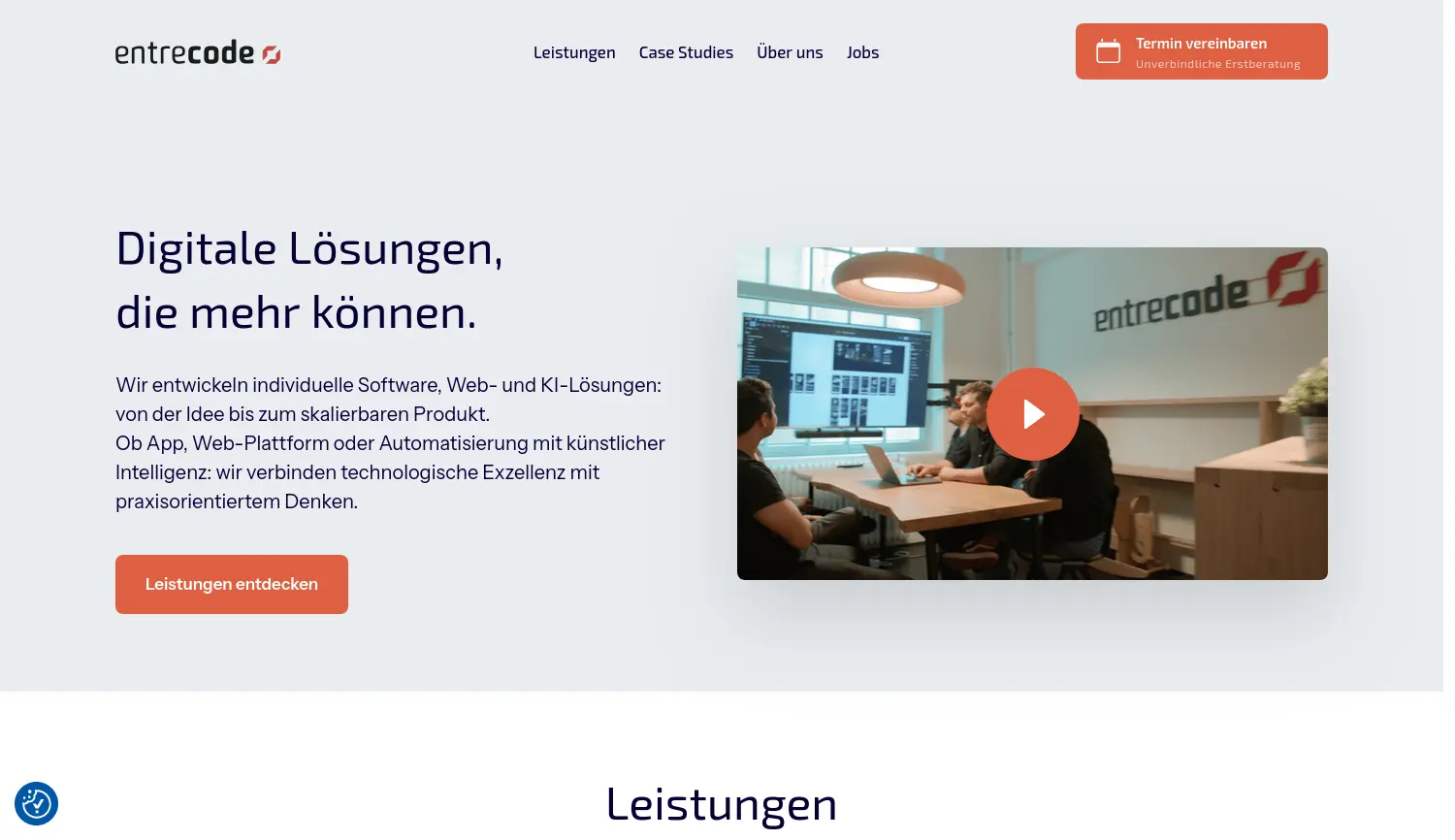 Website-Screenshot von entrecode