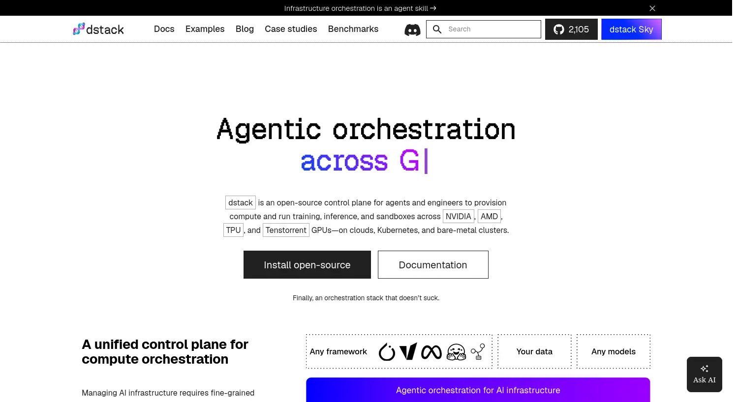 Website-Screenshot von dstack