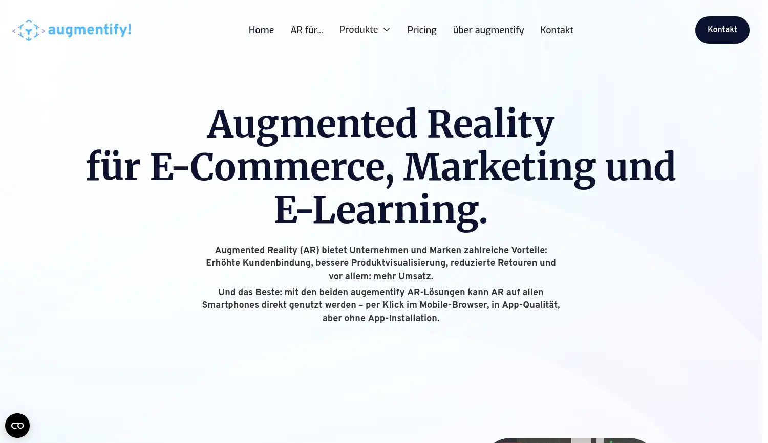 Website-Screenshot von augmentify