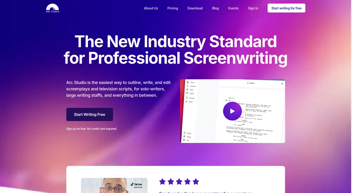 Website-Screenshot von Arc Studio Pro