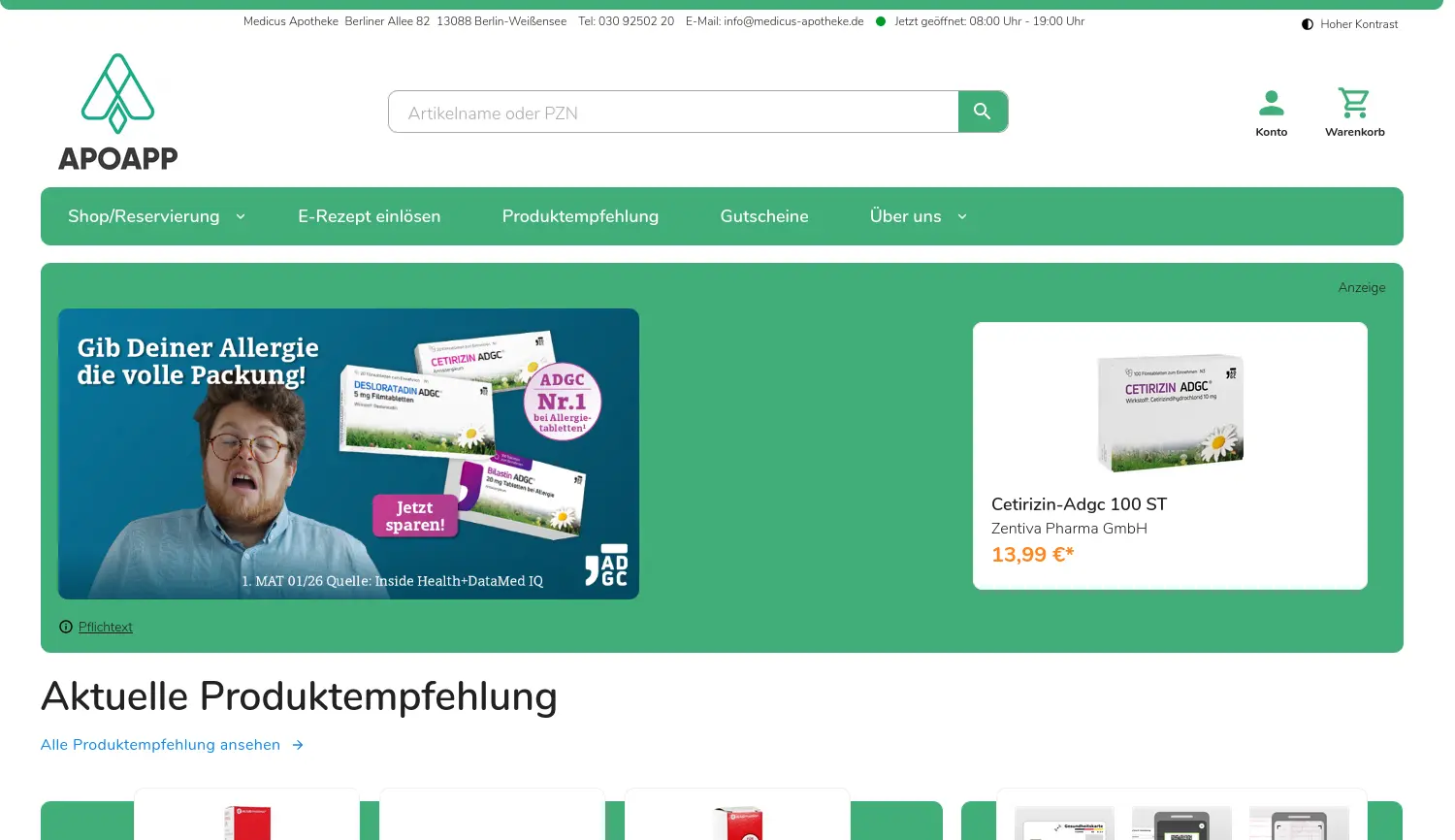 Website-Screenshot von APOAPP