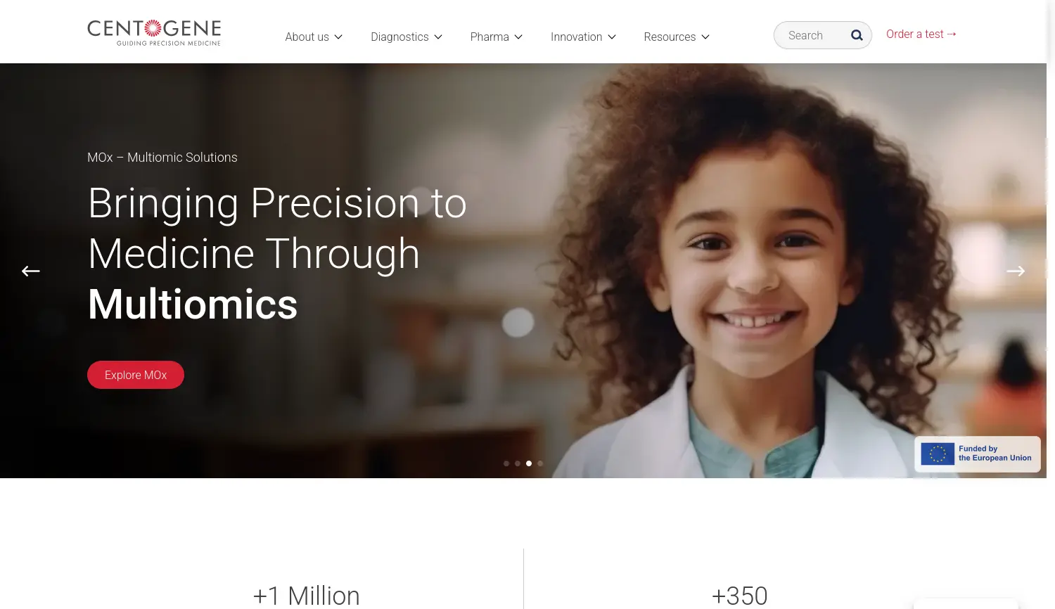 Website-Screenshot von Centogene