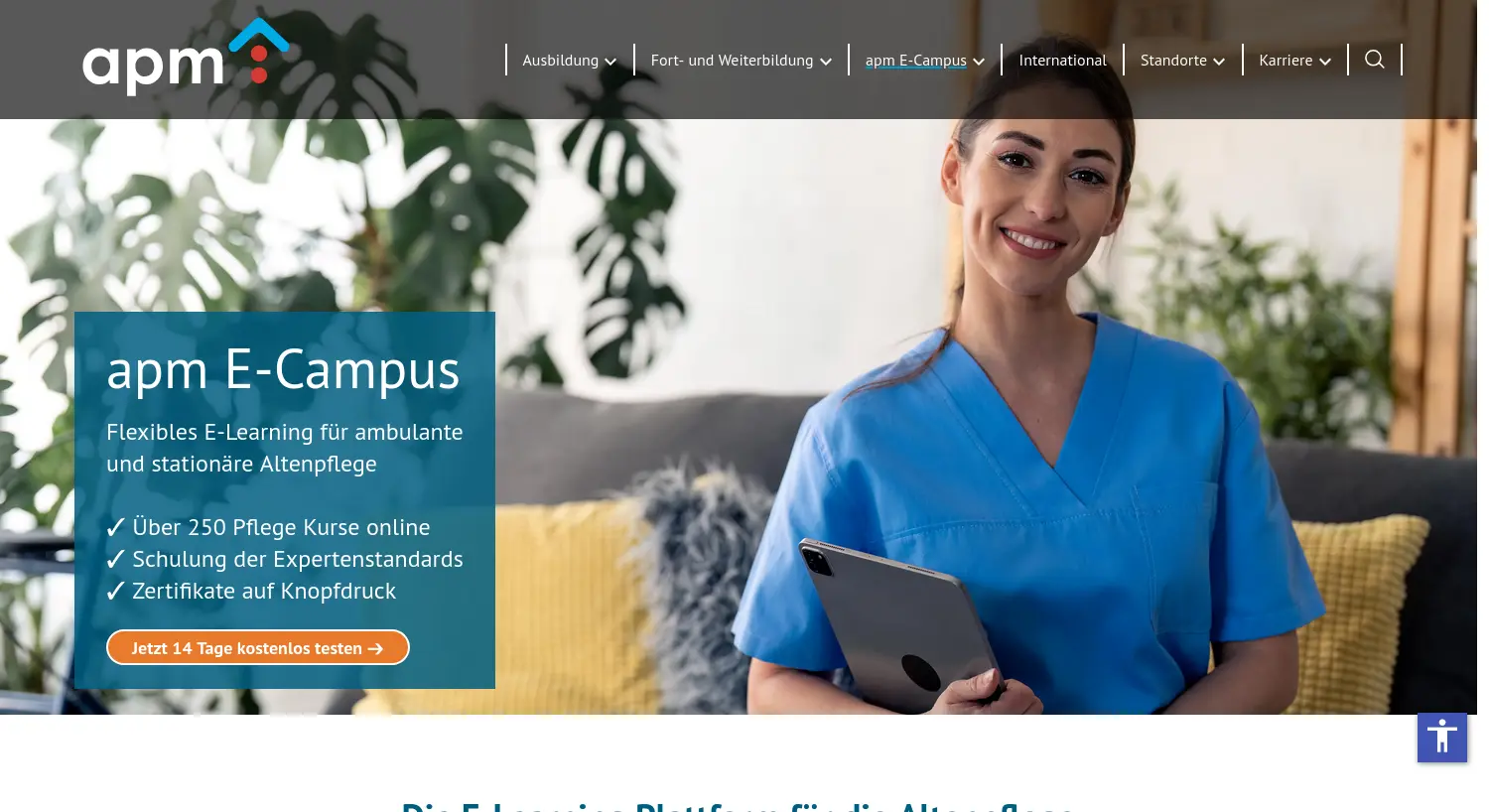 Website-Screenshot von apm