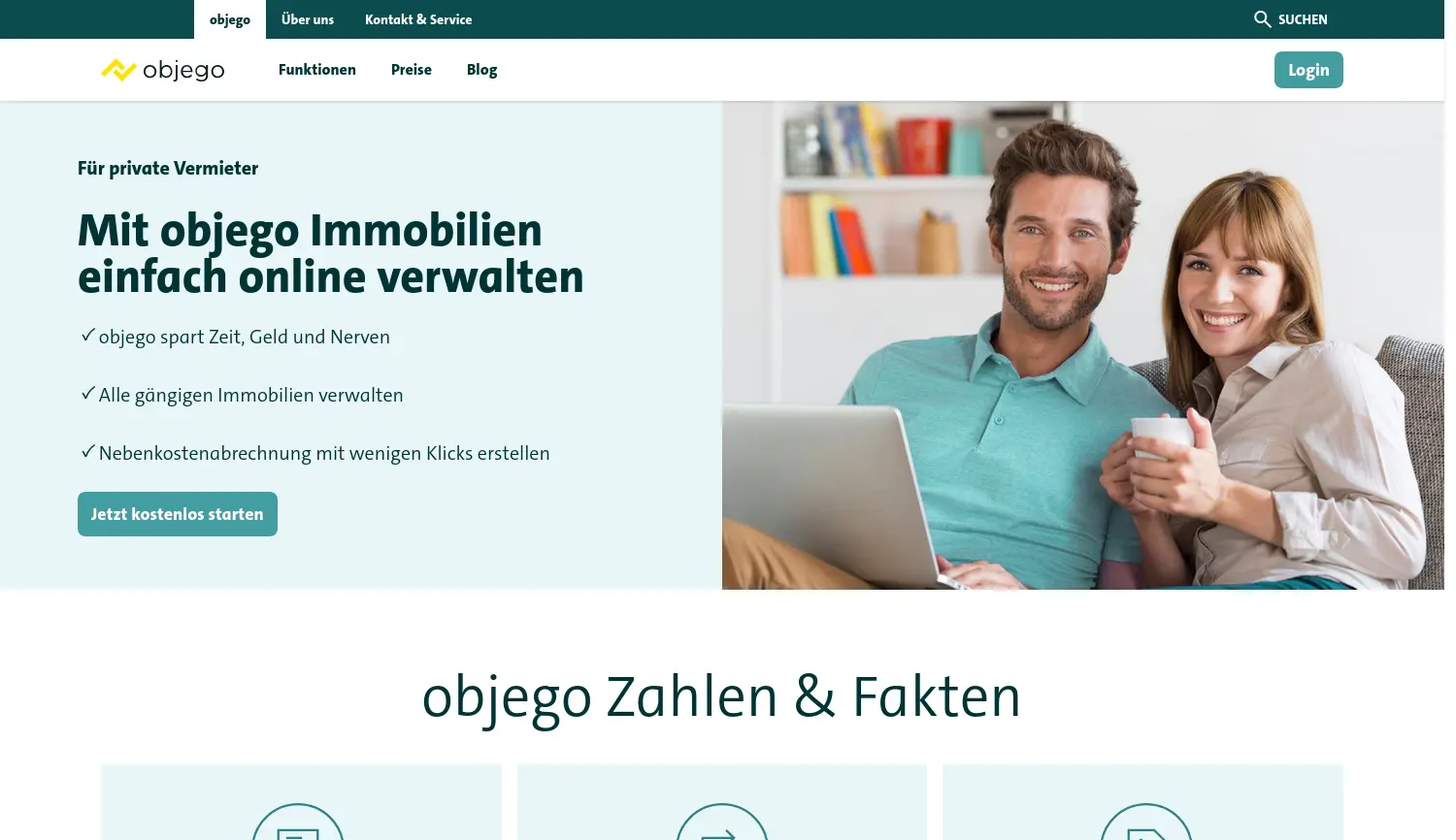 Website-Screenshot von objego