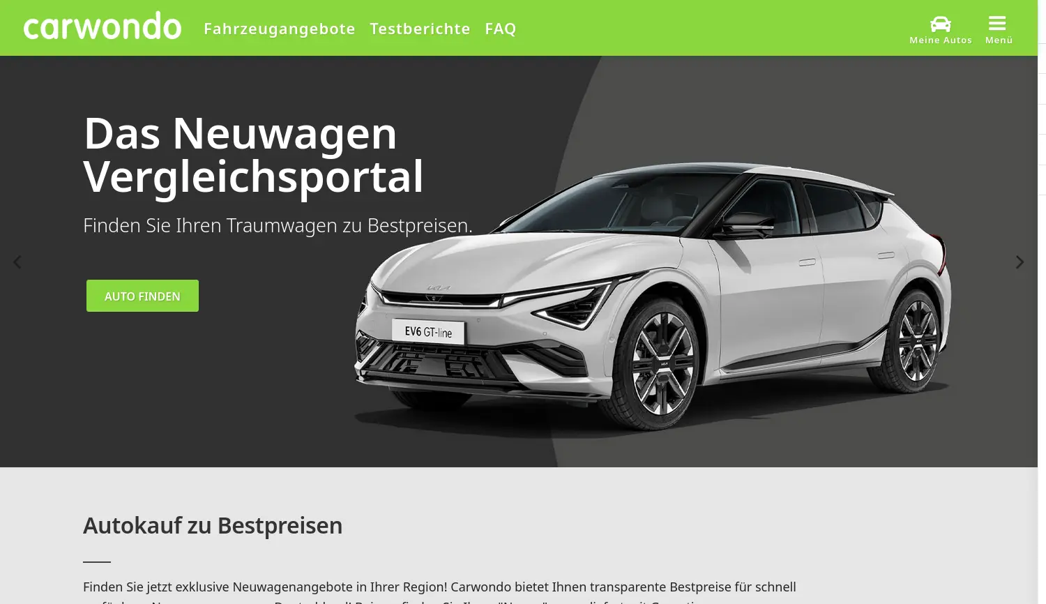 Website-Screenshot von Carwondo
