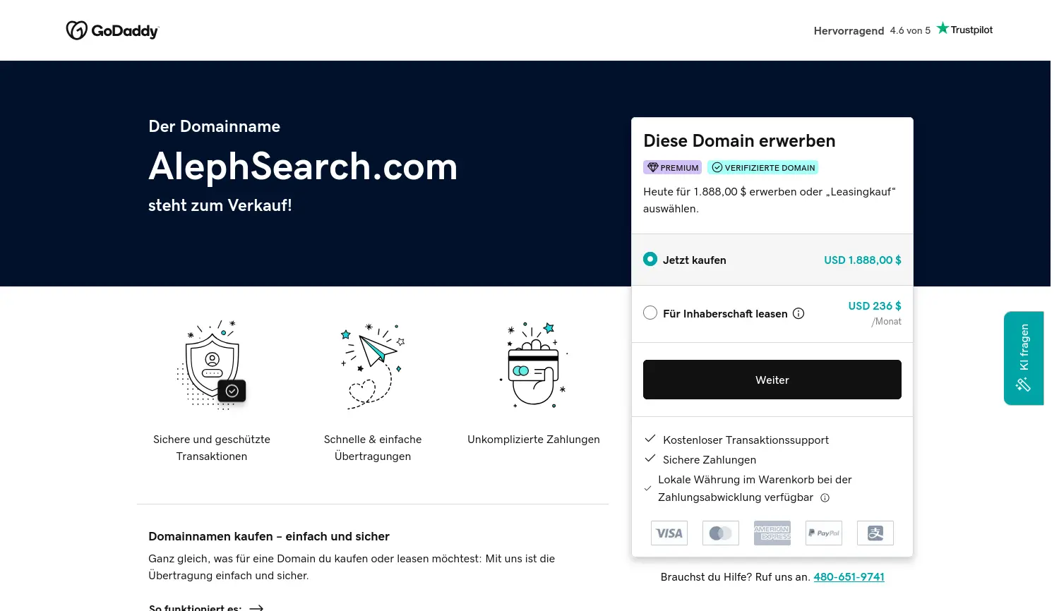 Website-Screenshot von alephsearch.com