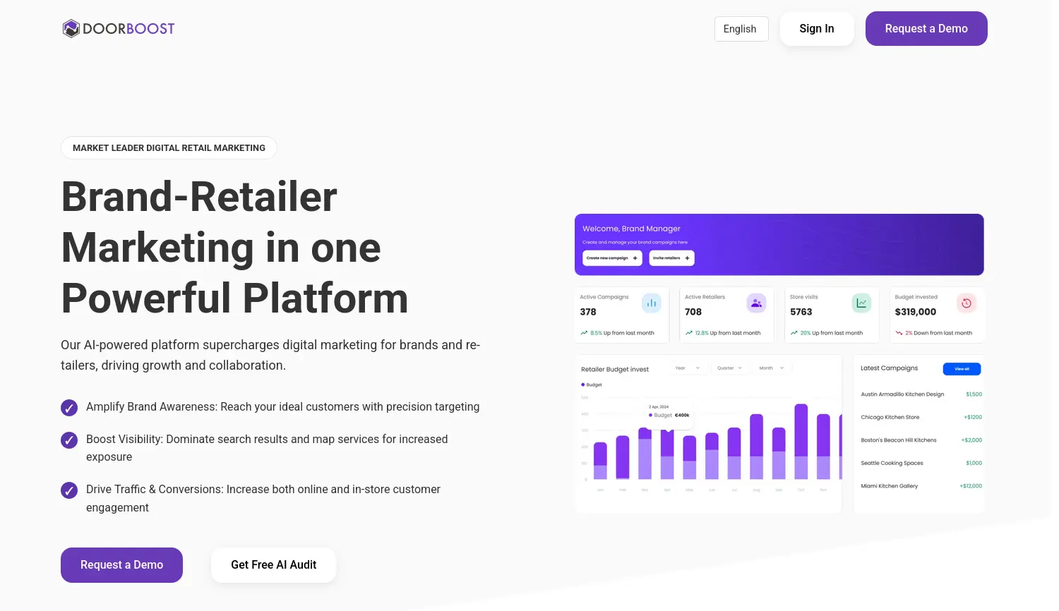 Website-Screenshot von Doorboost