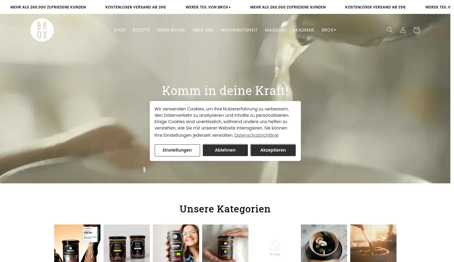 Website-Screenshot von BROX