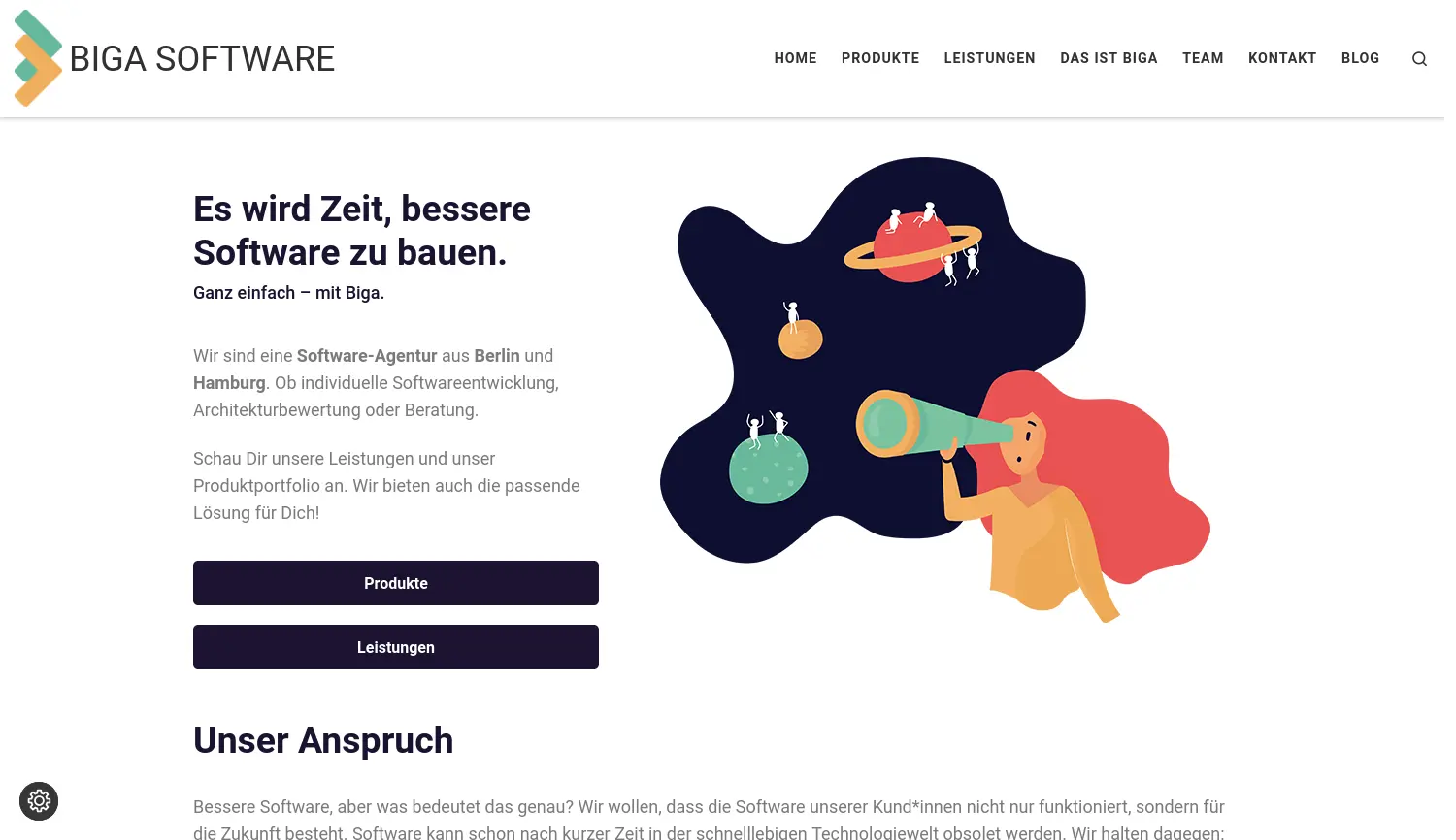 Website-Screenshot von Biga Software