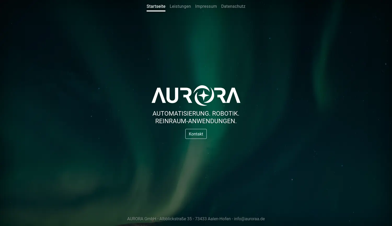Website-Screenshot von Aurora