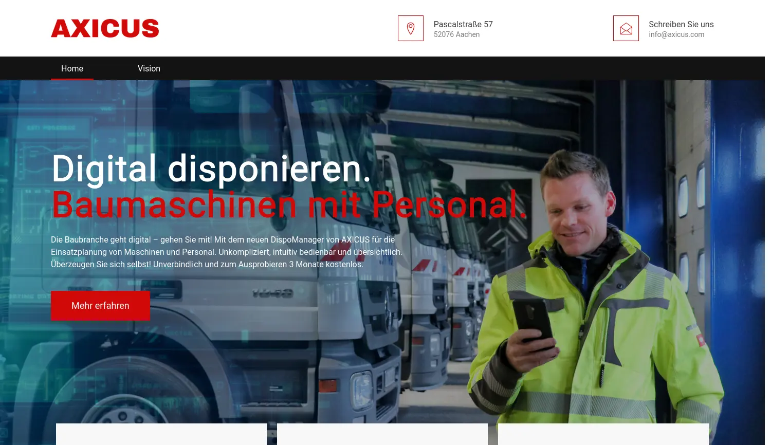 Website-Screenshot von AXICUS