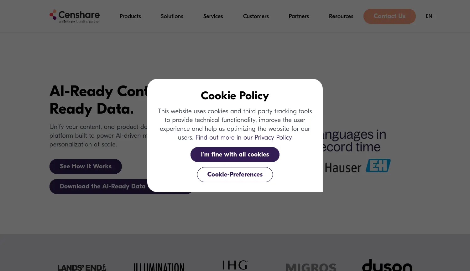 Website-Screenshot von censhare