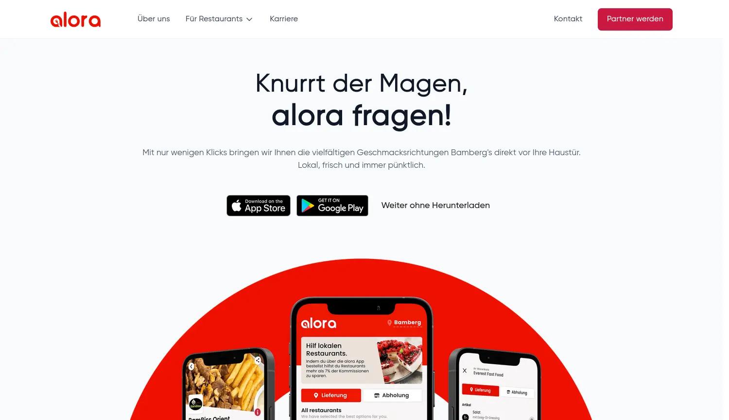 Website-Screenshot von Alora