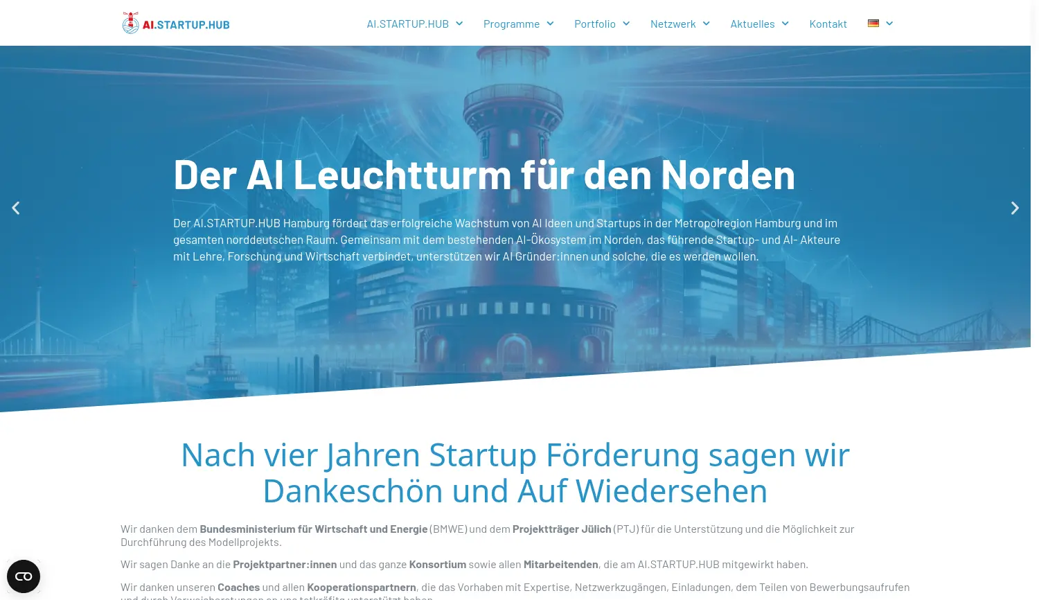 Website-Screenshot von AI.STARTUP.HUB
