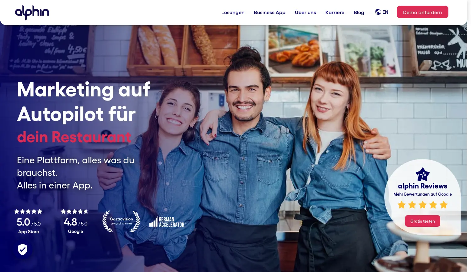 Website-Screenshot von alphin
