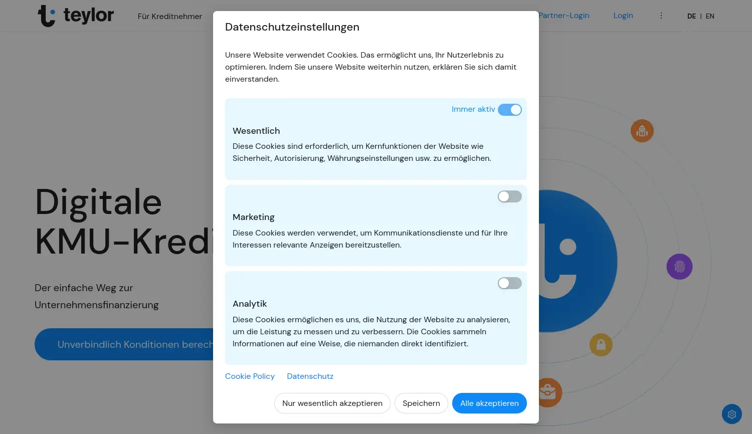Website-Screenshot von Teylor